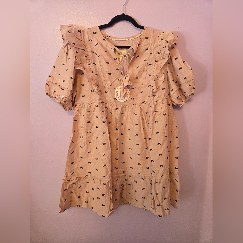 Umgee L Bow Print Ruffle Dress